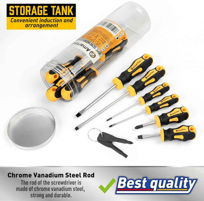 Amartisan 10-Piece Magnetic Screwdriver Set – Portable Repair Kit for Camping Trips, Durable Chrome Vanadium Build