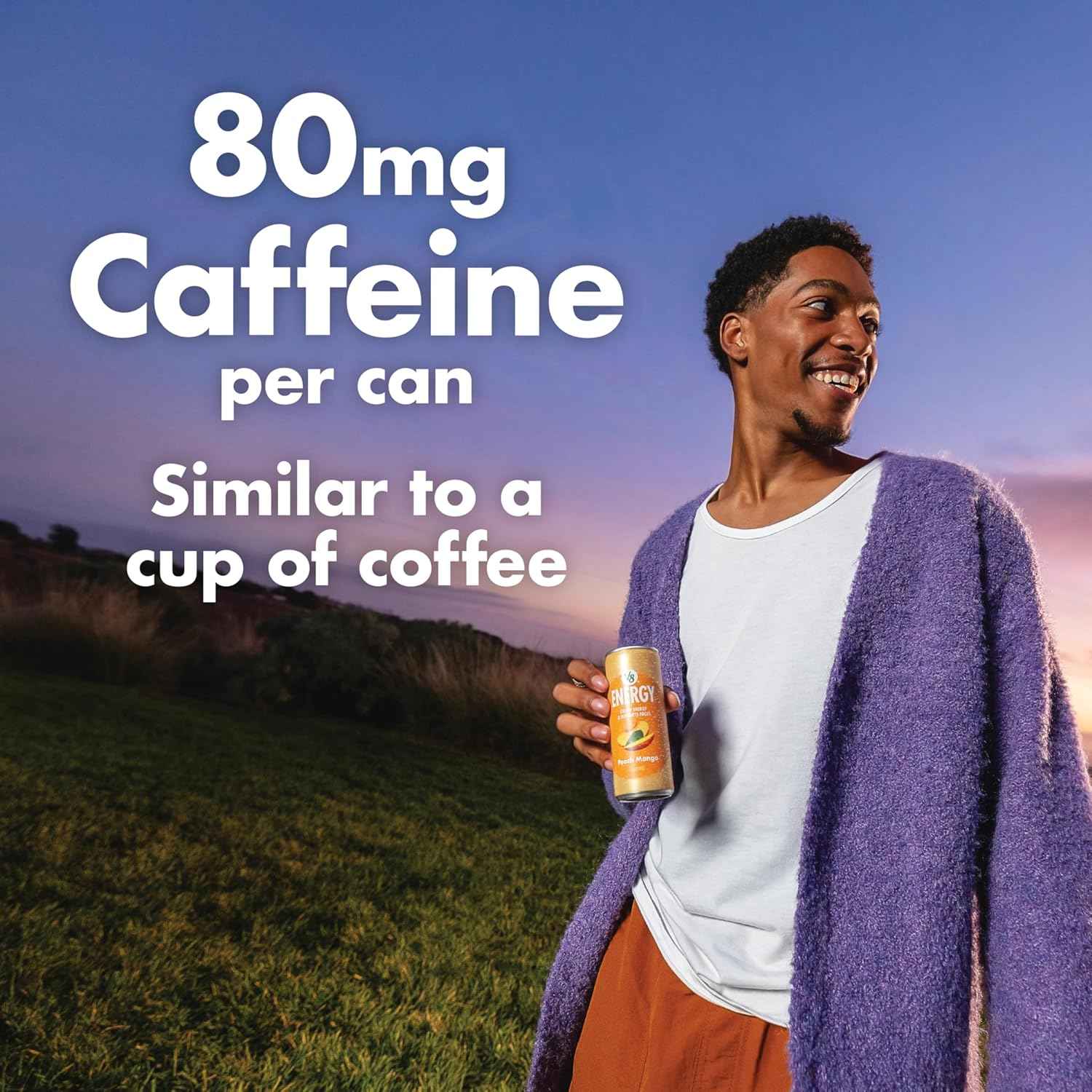 V8 +Energy Less Is More Energy Drink – Tea Caffeine, Zero Added Sugar and a Short Ingredient List for Intentional Eaters, 24 Pack