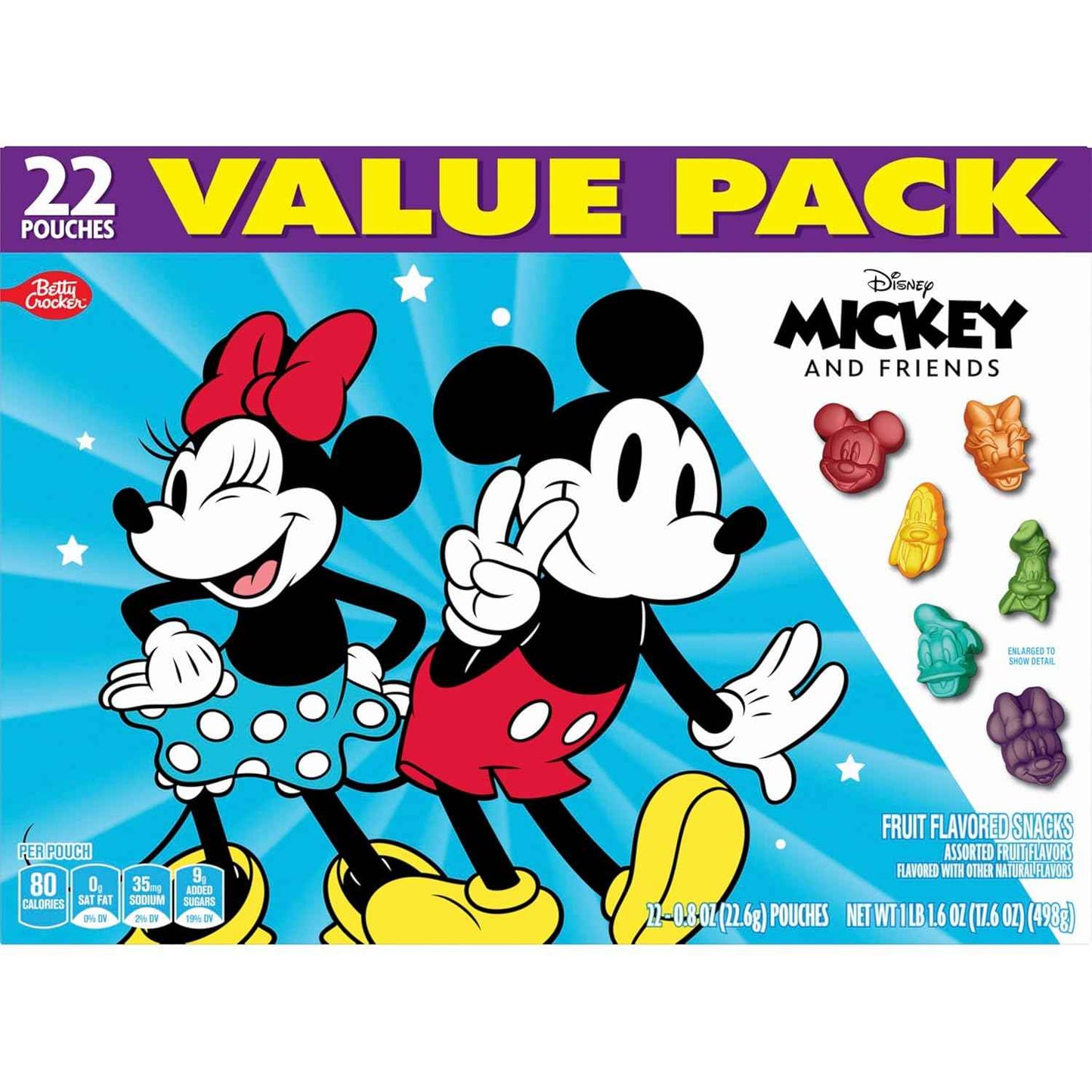 Disney Mickey and Friends Fruit Snacks, 22 Pouch Better for You Kids Treat with Real Fruit Juice and Vitamin C