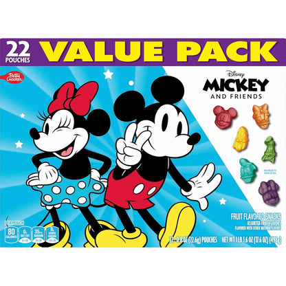 Disney Mickey and Friends Fruit Snacks, 22 Pouch Better for You Kids Treat with Real Fruit Juice and Vitamin C