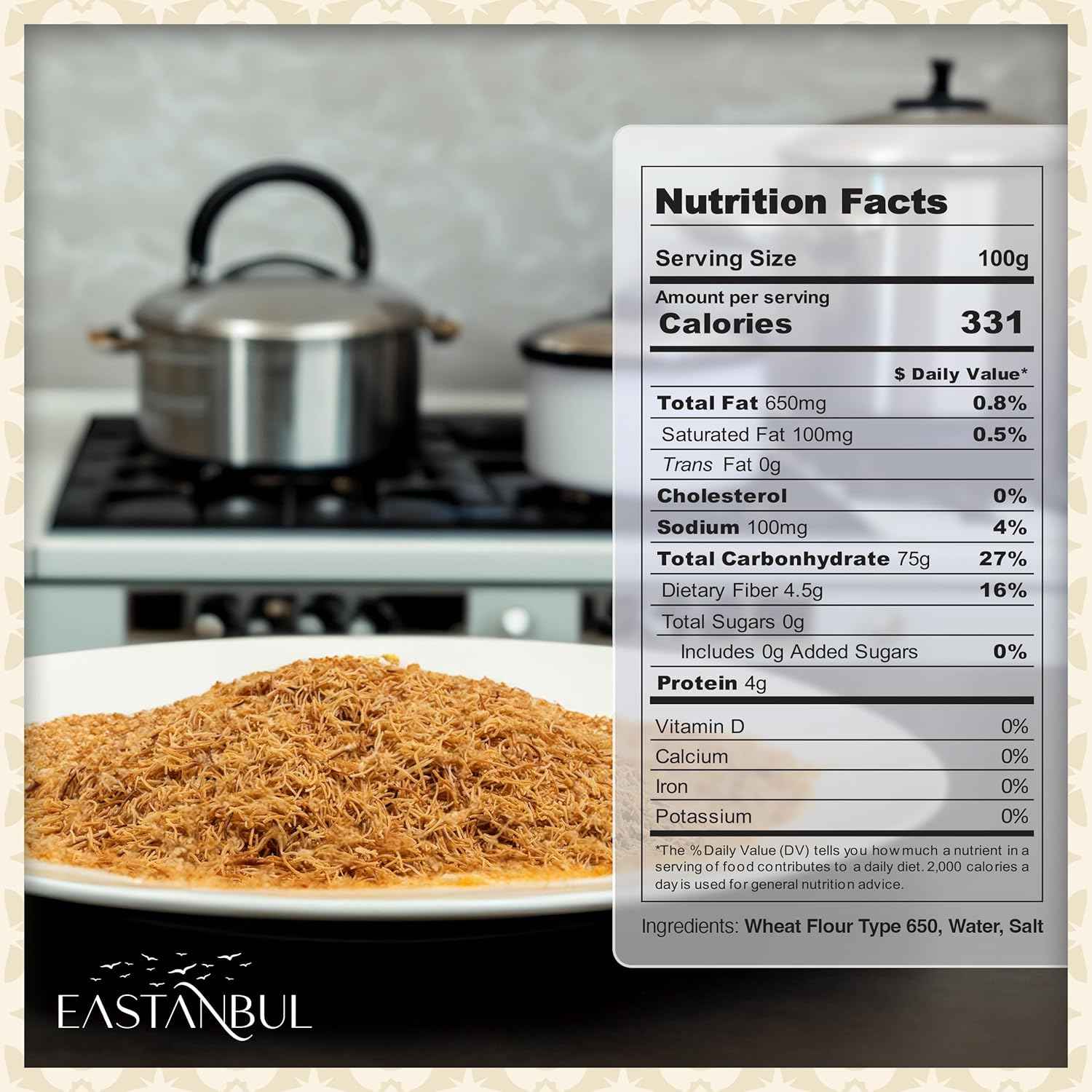 Eastanbul Pre-Baked Kataifi Dough – Simple Three-Ingredient Topping for Clean, Unfussy Dessert Recipes