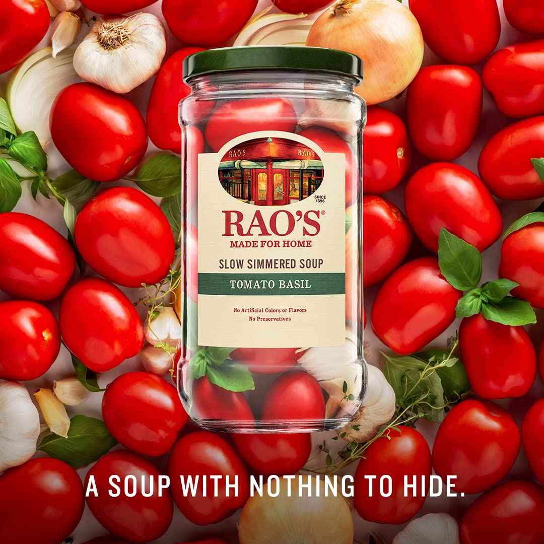 Rao's Made for Home Tomato Basil Soup, 16oz Jar – Fast Heat-and-Serve Lunch for the Home Office