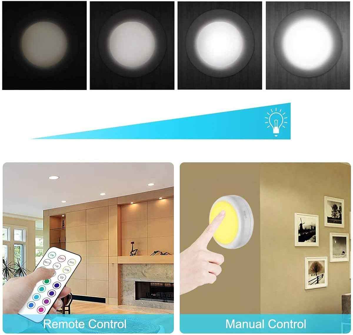 Cadrim LED Puck Lights - Color Changing Display Lighting for Curio Cabinets, Bookshelves, and Living Room Aesthetic
