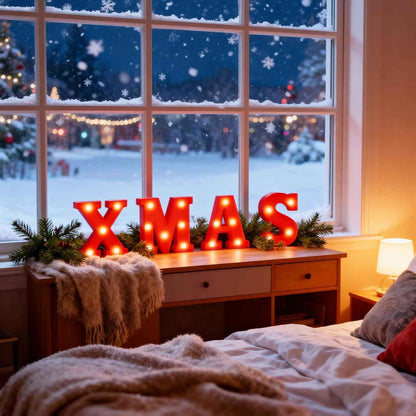 Fleurdeco LED XMAS Marquee Letters – Weather Ready Christmas Decor for Patio and Porch