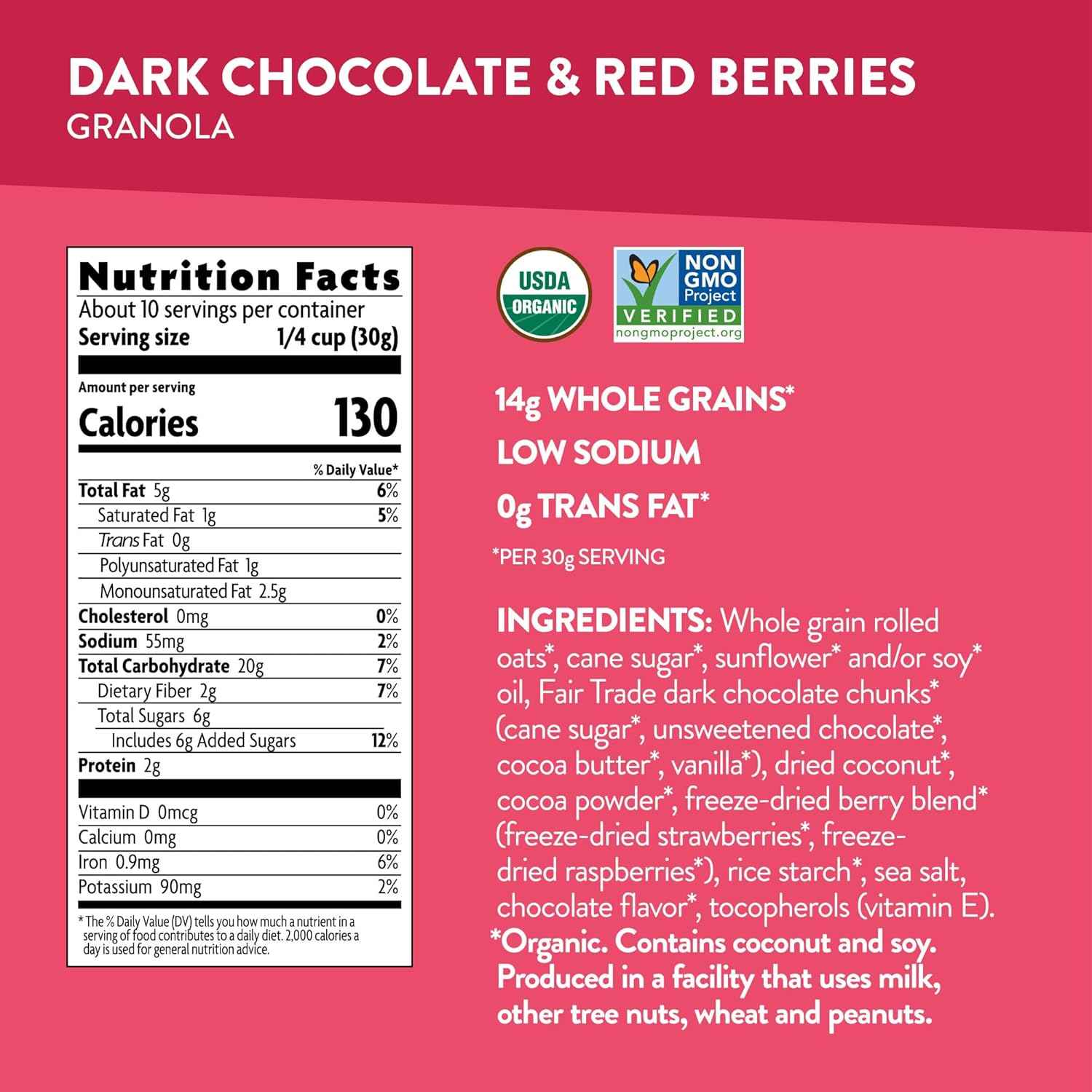 Nature's Path Love Crunch Dark Chocolate & Red Berries Granola – Thoughtful Gourmet Gift Basket Addition for Foodie Friends