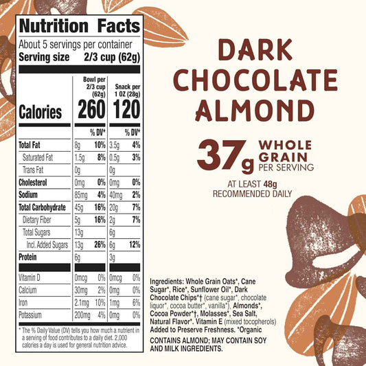 Cascadian Farm Organic Granola, Dark Chocolate Almond – Kid-Friendly Organic Snack for the Family Kitchen Pantry
