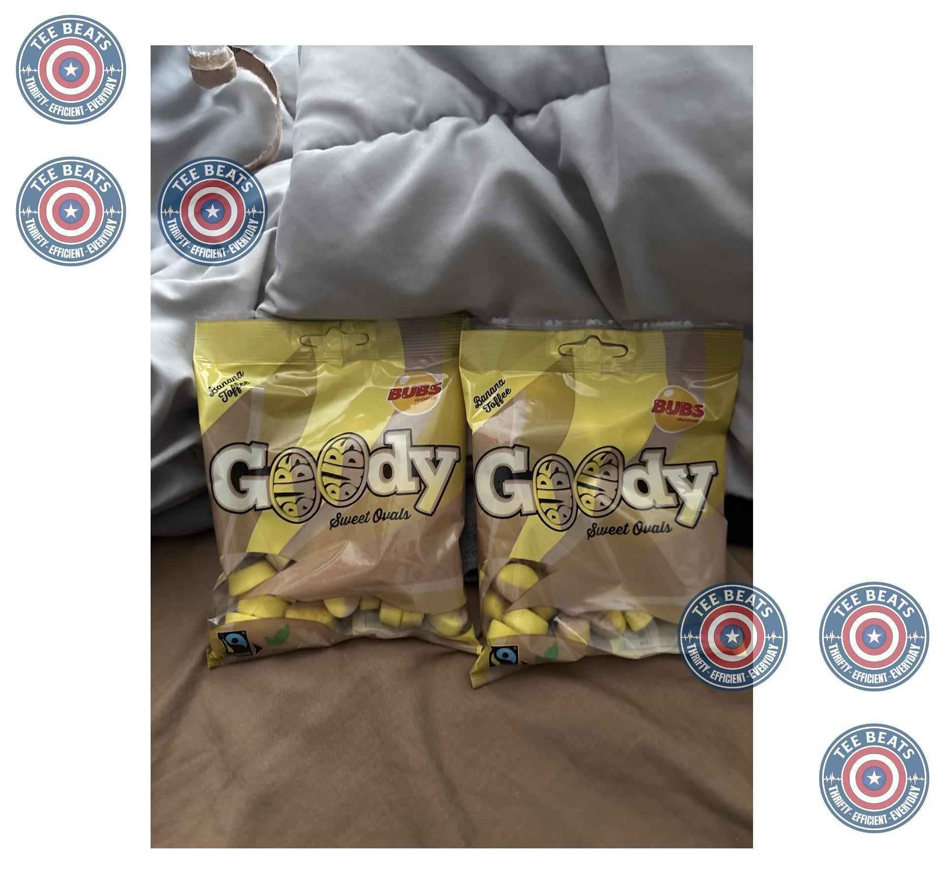 Bubs Goody Sweet Ovals Banana Caramel – Animal-Additive-Free Pick-and-Mix for Clean Ingredient Snacking, 2 x 90g