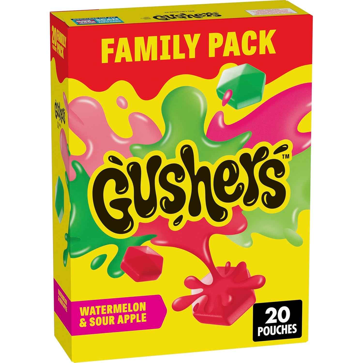 Gushers Watermelon & Sour Apple Fruit Snacks – Lunchbox Safe Single-Serve Pouches for Kids Backpacks and School Cafeteria Treats
