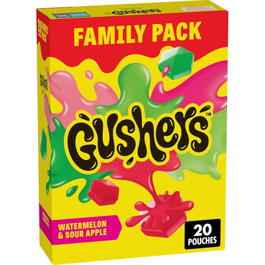 Gushers Watermelon & Sour Apple Fruit Snacks – Lunchbox Safe Single-Serve Pouches for Kids Backpacks and School Cafeteria Treats