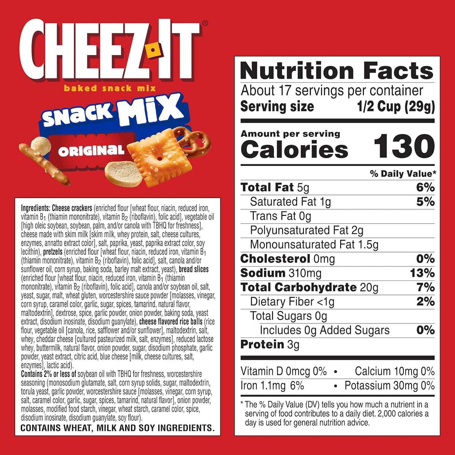 Cheez-It Snack Mix, Patio and Game Day Snack Mix for Outdoor Hosting, Original, 17.8oz Box