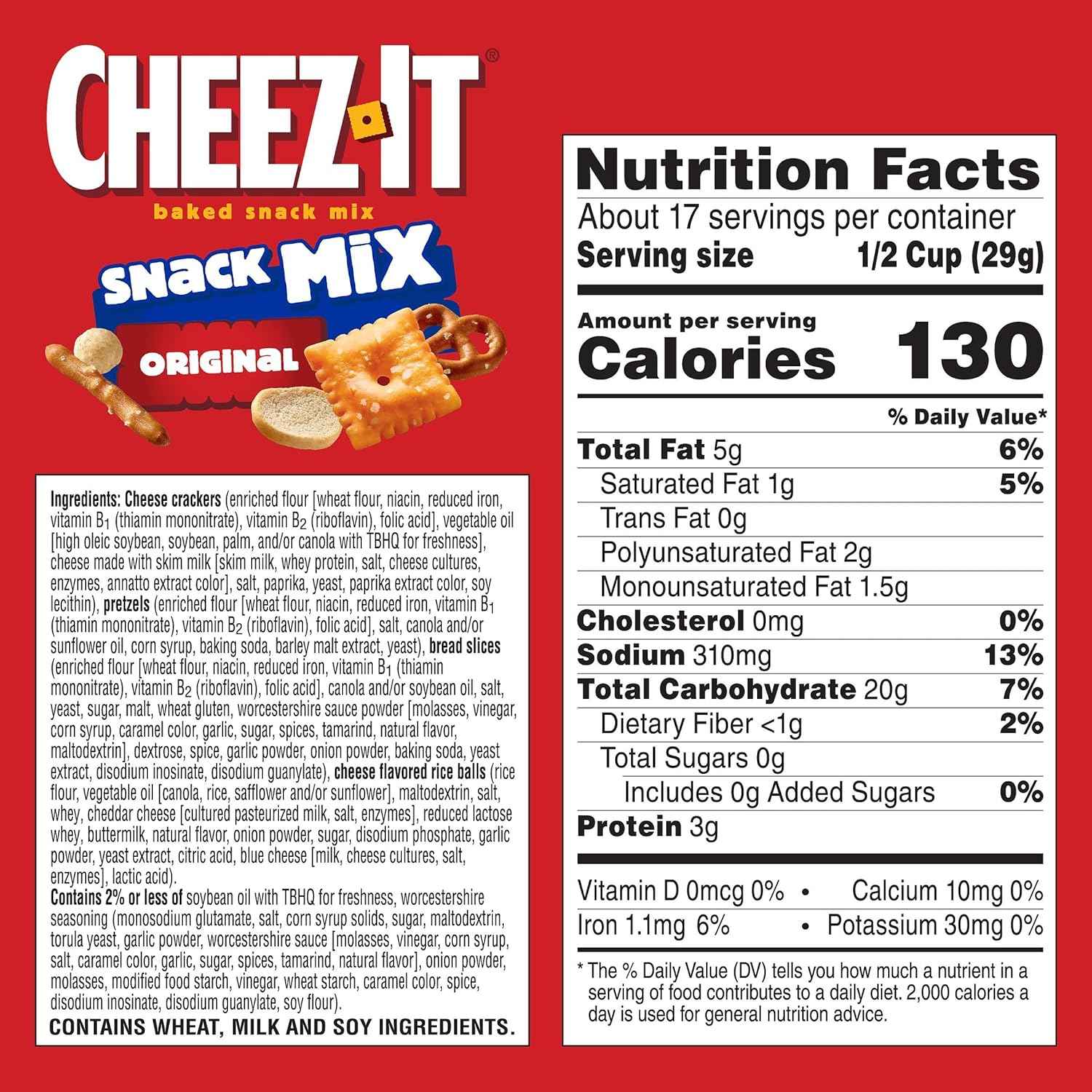 Cheez-It Snack Mix, Patio and Game Day Snack Mix for Outdoor Hosting, Original, 17.8oz Box