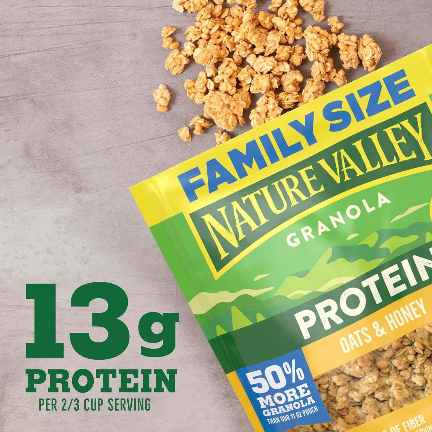 Nature Valley Protein Granola – Kid-Approved Breakfast Cereal, Honey Oat Clusters for Family Mornings