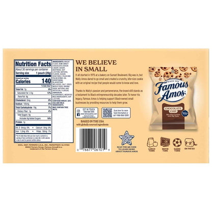 Famous Amos Original Recipe Chocolate Chip Bite-Size Cookies, 30-Count Individually Wrapped Snack Packs for School Lunchboxes