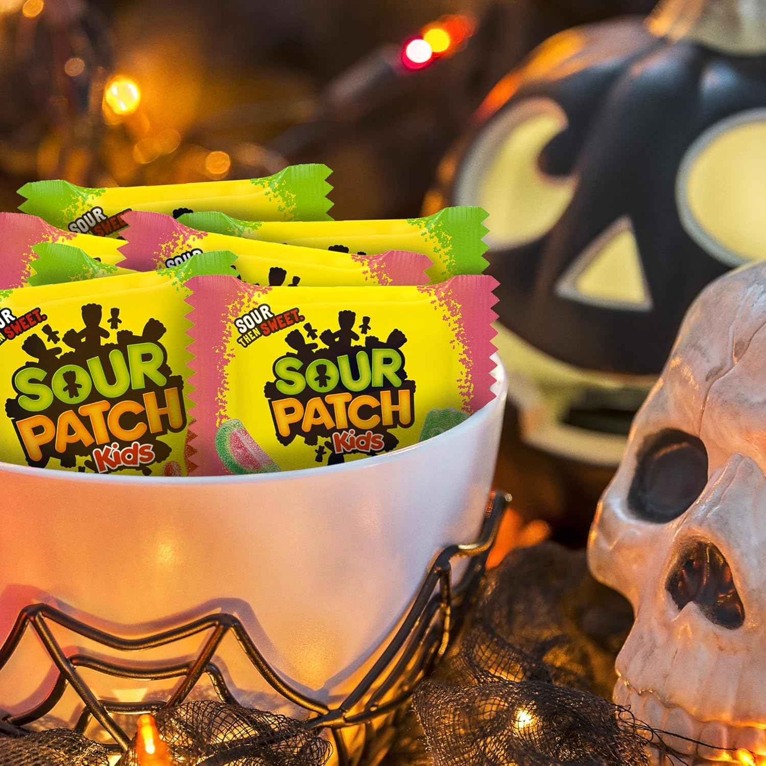 SOUR PATCH KIDS Original & Watermelon Bulk Candy - Kid-Friendly Individually Wrapped Halloween Treat Bags for School Parties
