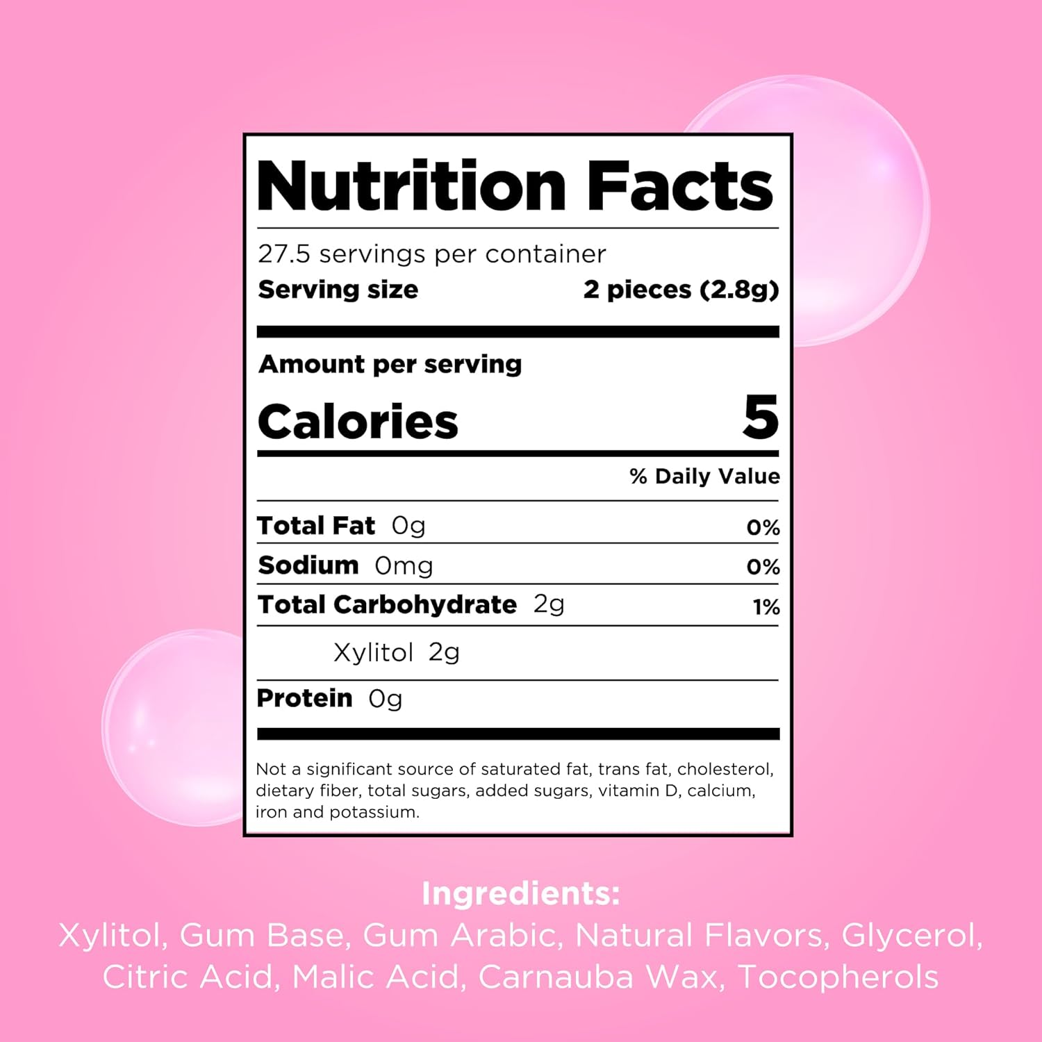 PUR_Gum_|_Aspartame_Free_Chewing_Gum_|_100%_Xylitol_|_Natural_Bubblegum_Flavored_Gum,_55_Pieces_(Pack_of_1)