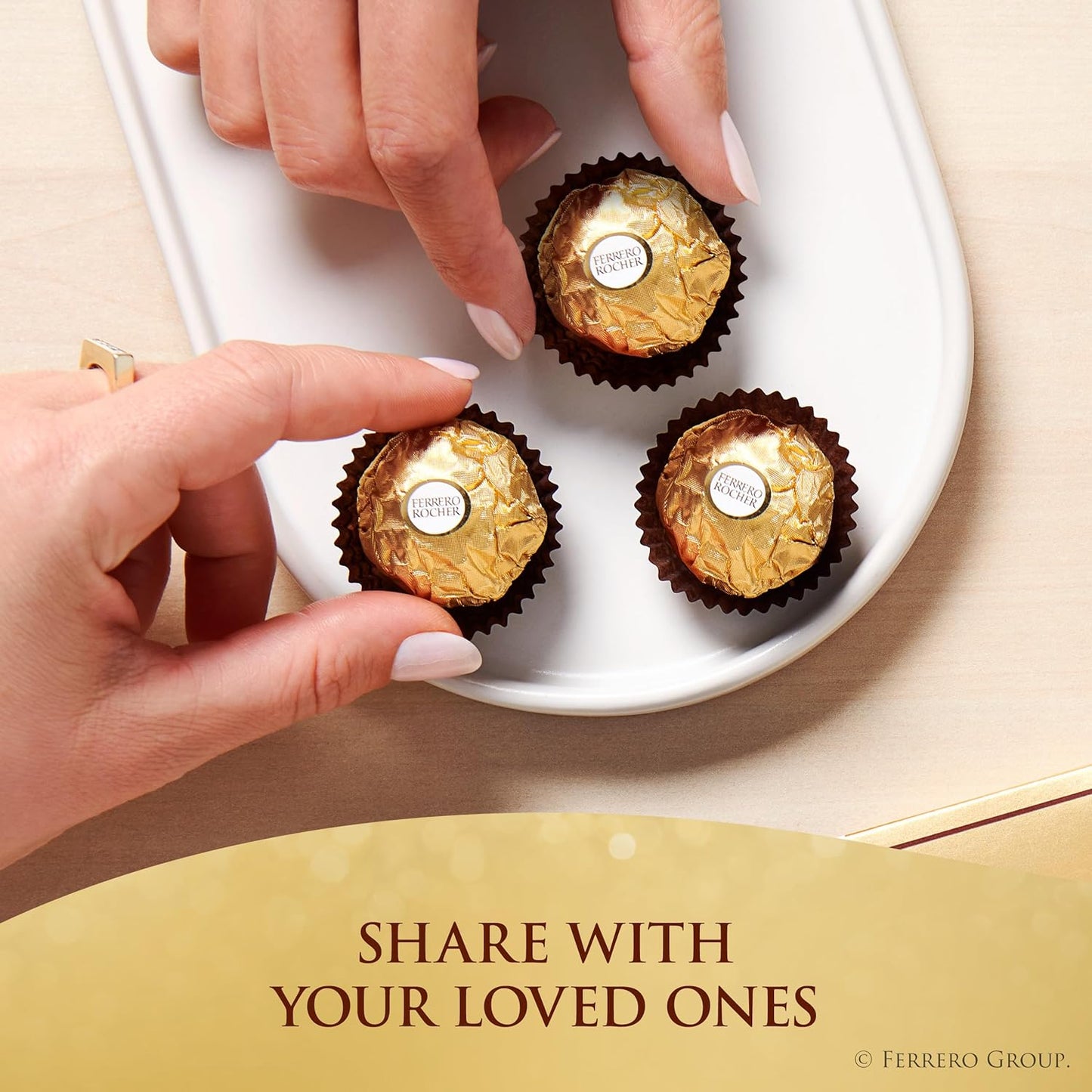 Ferrero Rocher Hazelnut Chocolates – Elegant Birthday Gift for Her and Him, Individually Wrapped 3-Count Box