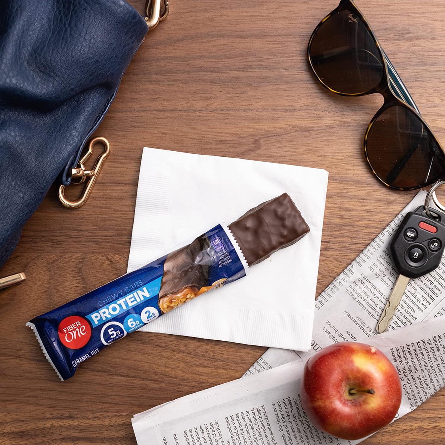 Fiber One Chewy Protein Bars Caramel Nut — Wellness Snack for Self-Care Routines, Mindful Afternoon Treat