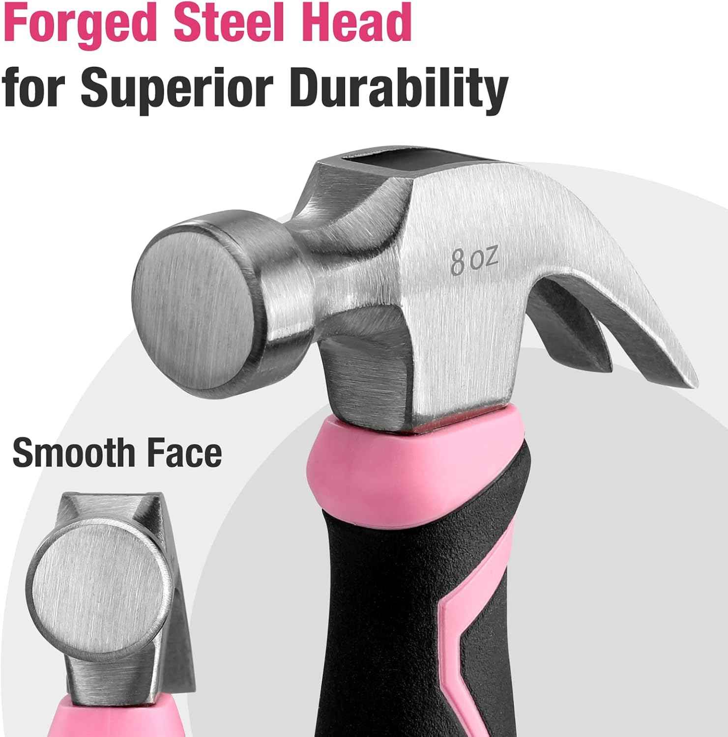 WORKPRO Pink Ribbon Claw Hammer – Stylish Tool That Doubles as Shelf Decor in Craft Room and Home Office