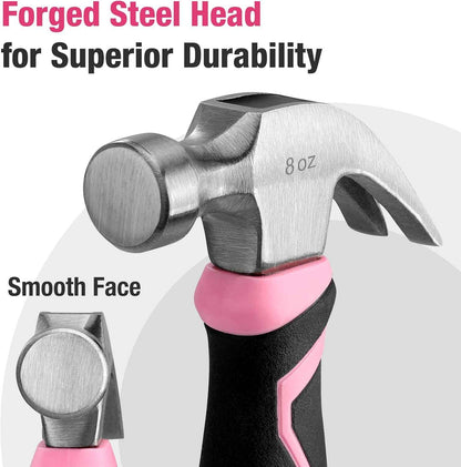 WORKPRO Pink Ribbon Claw Hammer – Stylish Tool That Doubles as Shelf Decor in Craft Room and Home Office
