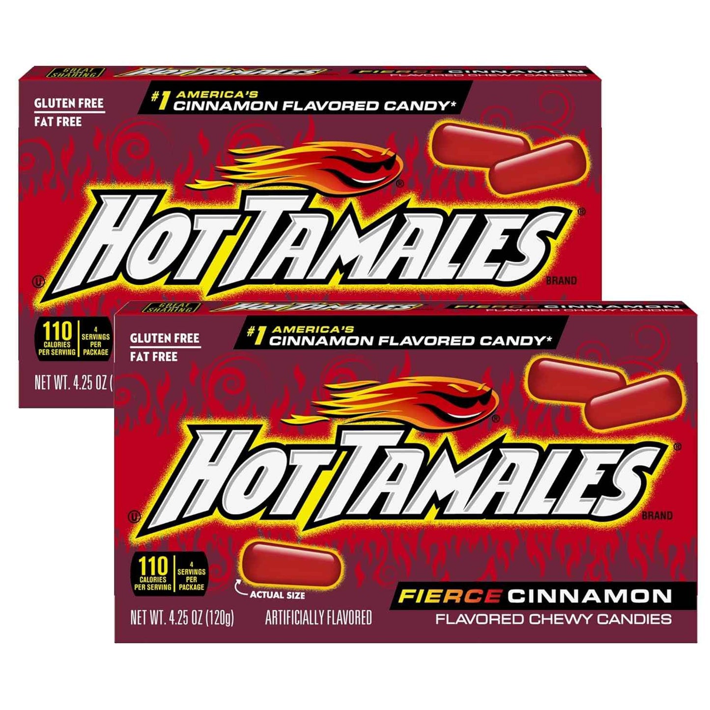 Hot Tamales Fierce Cinnamon Candy Theater Box – Kids Lunch Box Snack for School and After-School Pickup, 4.25oz Chewy Gummy Candy by The Hampton Candy Company