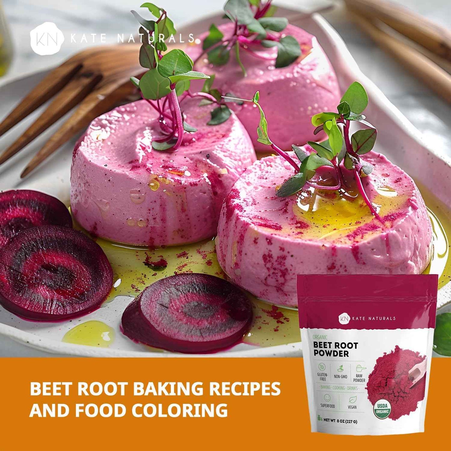 Kate Naturals Organic Beet Root Powder for Camping Smoothies – Lightweight Nutrient Boost On-the-Go