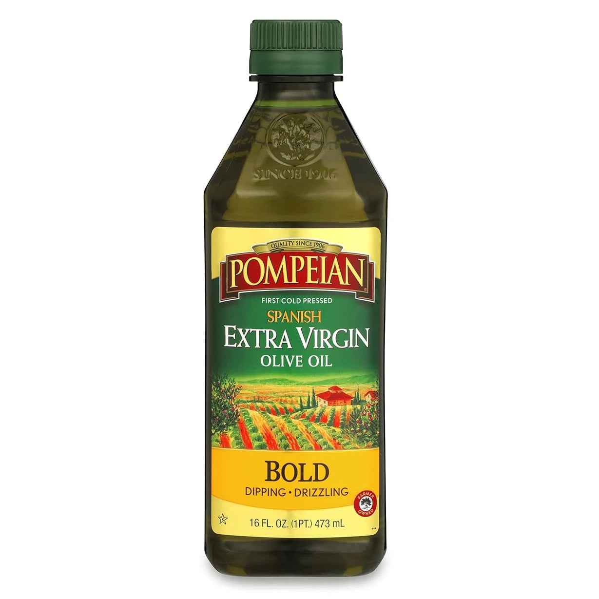 Pompeian Spanish Bold Extra Virgin Olive Oil – Premium Pantry Statement Bottle for Elevated Home Kitchens, NAOOA Certified
