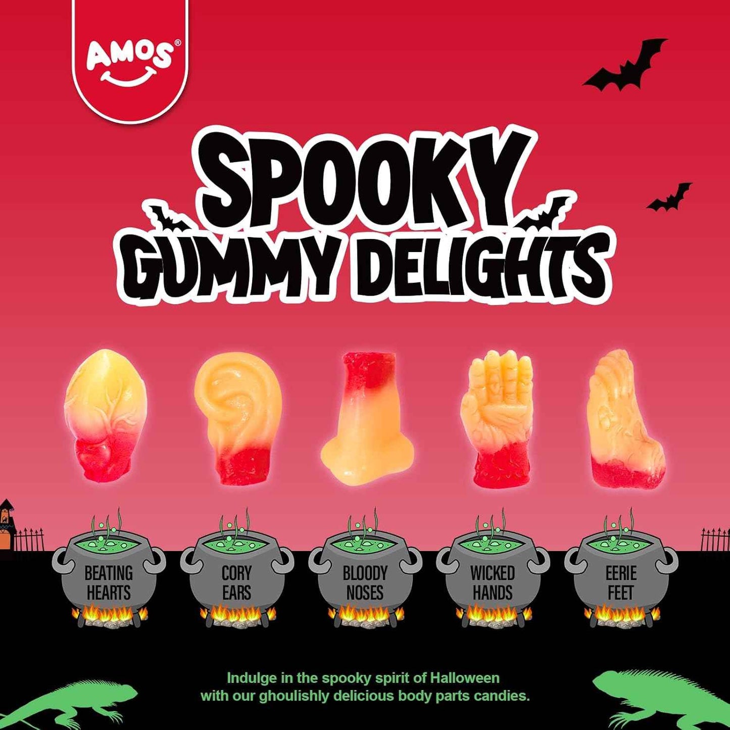 Amos Spooky Gummy Body Parts – Eye-Catching Halloween Dessert Table Decor for Living Room & Dining Room Displays