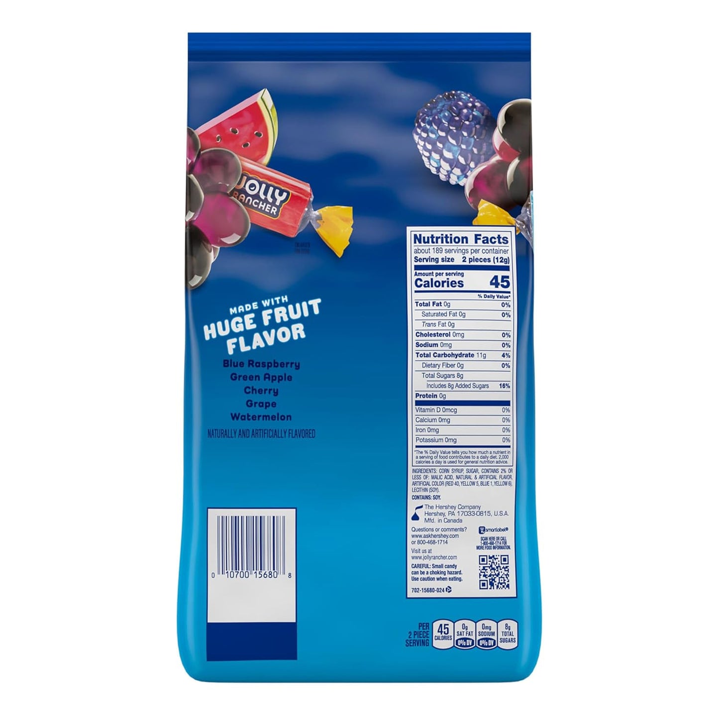 JOLLY RANCHER Assorted Fruit Hard Candy 5 lb Bag, Crowd Pleasing Gift for Candy Lovers and Hostess