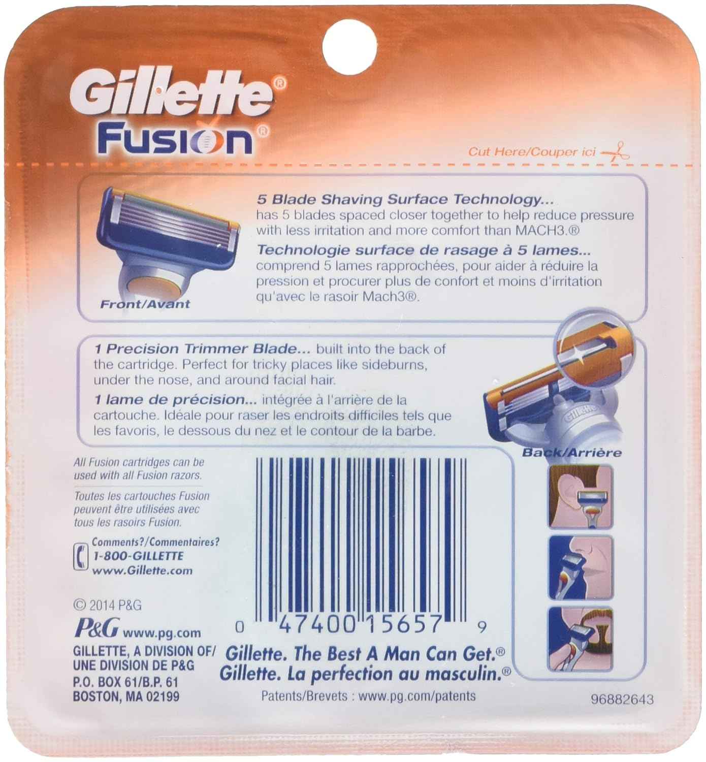 Gillette Fusion 4-Count Refill Cartridges – Practical Father's Day Gift for Dad, Stocking Stuffer for Him