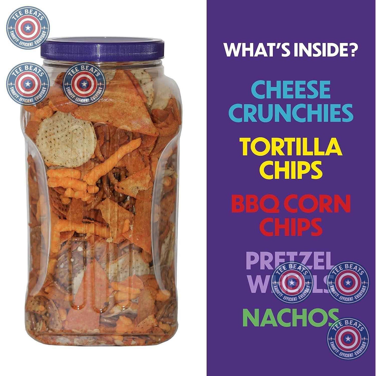 Utz 5-Component Snack Mix 26 oz Barrel - Child-Safe Pantry Snack for Lunchboxes, After-School, and Birthday Parties
