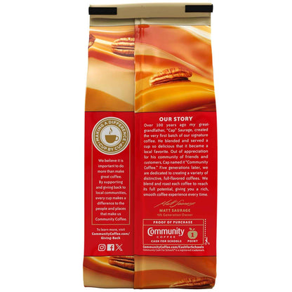 Community Coffee Pecan Praline Flavored Coffee – Smooth, Low-Acidity Brew for a Mindful Morning Ritual, 12 oz Ground