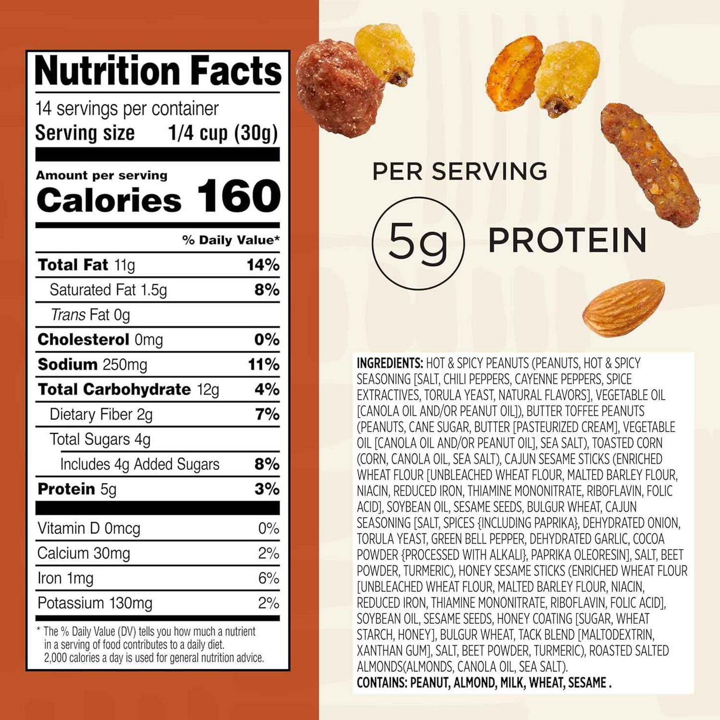Snak Club Cajun Snack Mix – Office Desk Protein Snack for Focused Workdays and Mid Afternoon Energy, 15 oz Resealable Pouch