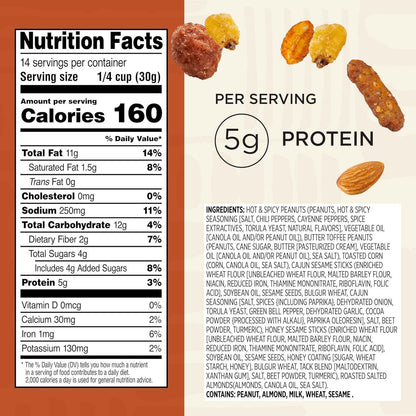 Snak Club Cajun Snack Mix – Office Desk Protein Snack for Focused Workdays and Mid Afternoon Energy, 15 oz Resealable Pouch