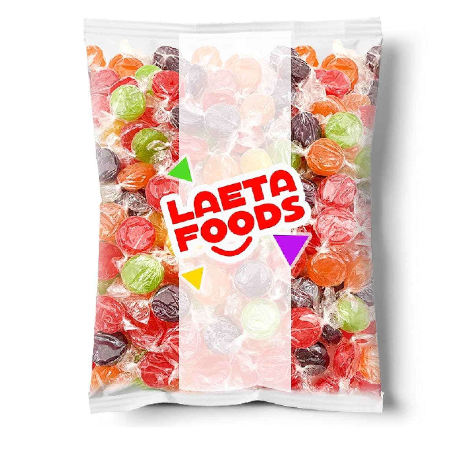 Assorted Fruit Discs | 1 Pound Bag - Approx. 70 Count | Hard Candy | Lunchbox Snack Pack