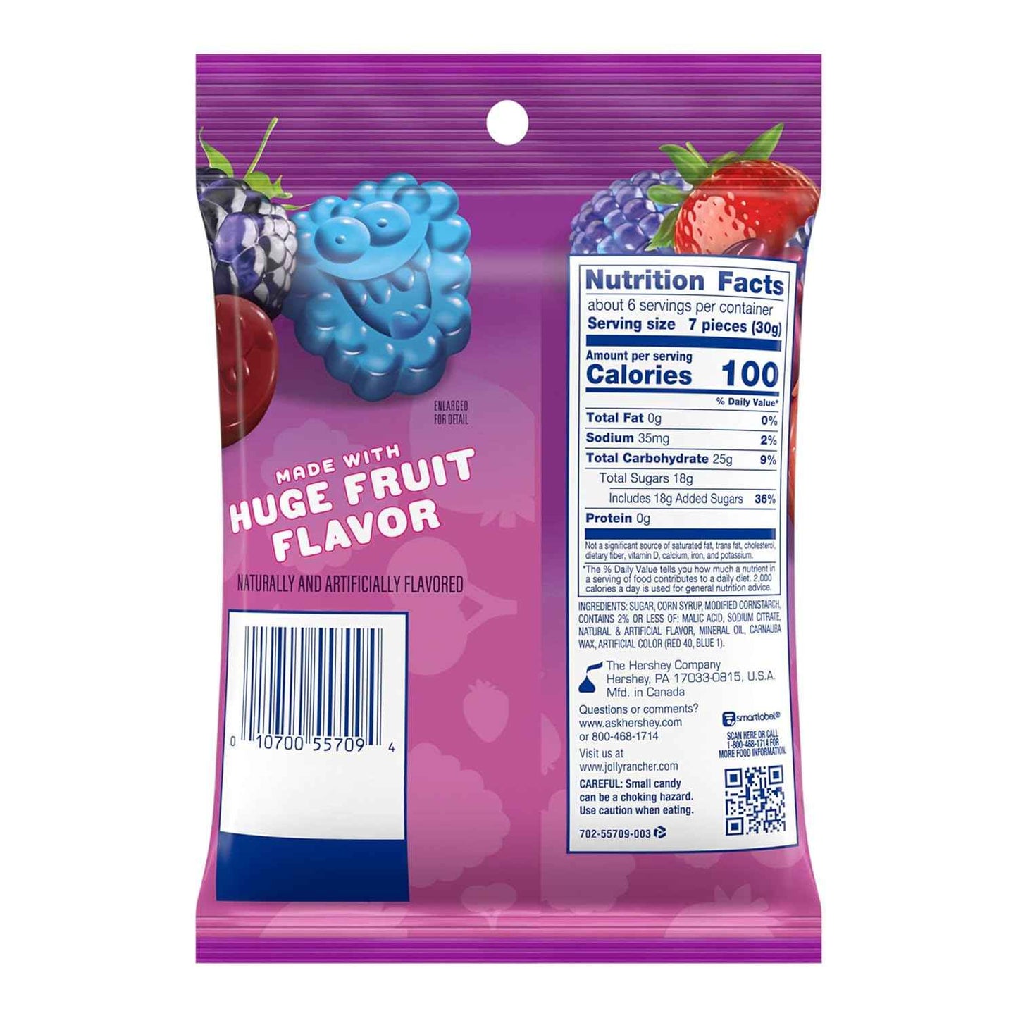 JOLLY RANCHER Gummies Very Berry Candy Bag – Lunchbox Treat for Kids and School Snacks, 6.5 oz