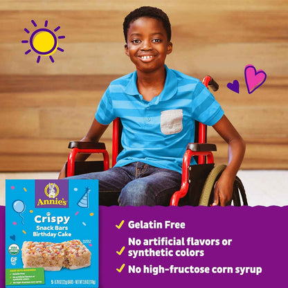 Annie's Organic Crispy Snack Bars – Grandparent Treat Gift Basket Addition for a Granddaughter's Visit, 5 ct
