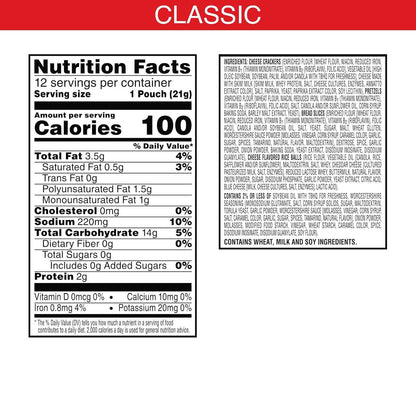 Cheez-It Snack Mix, Kids Snack Box for Lunchbox Packing, 12 Single-Serve Pouches with Real Cheese Crackers