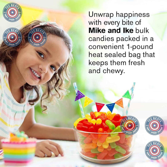 Mike and Ike Fat Free Candy Bulk 1 Pound - Guilt Free Chewy Snack for Mindful Indulgence and Portion Controlled Sweet Treats