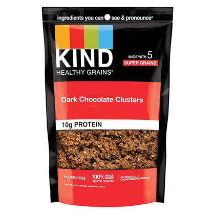 KIND Healthy Grains Dark Chocolate Granola – Gluten Free Lunch Box Snack for School, Resealable Bag for Freshness