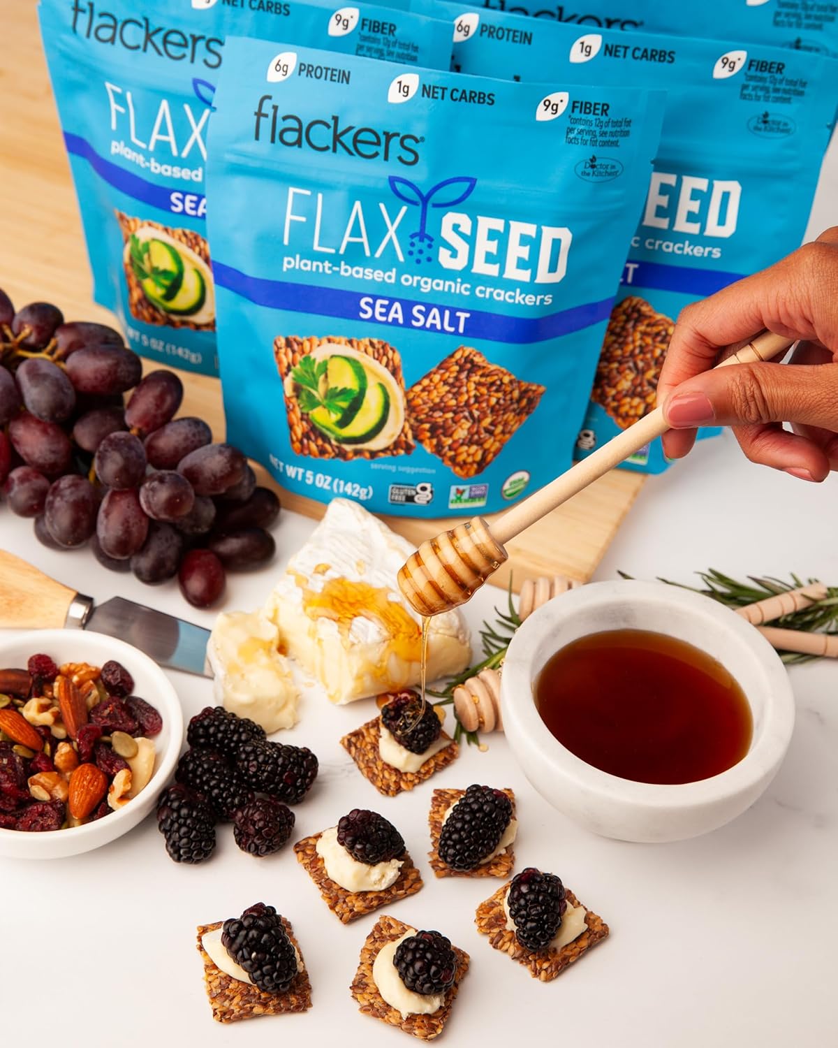 Flackers Organic Rosemary Flaxseed Crackers – Mindful Keto Snack for Clean Eating Rituals