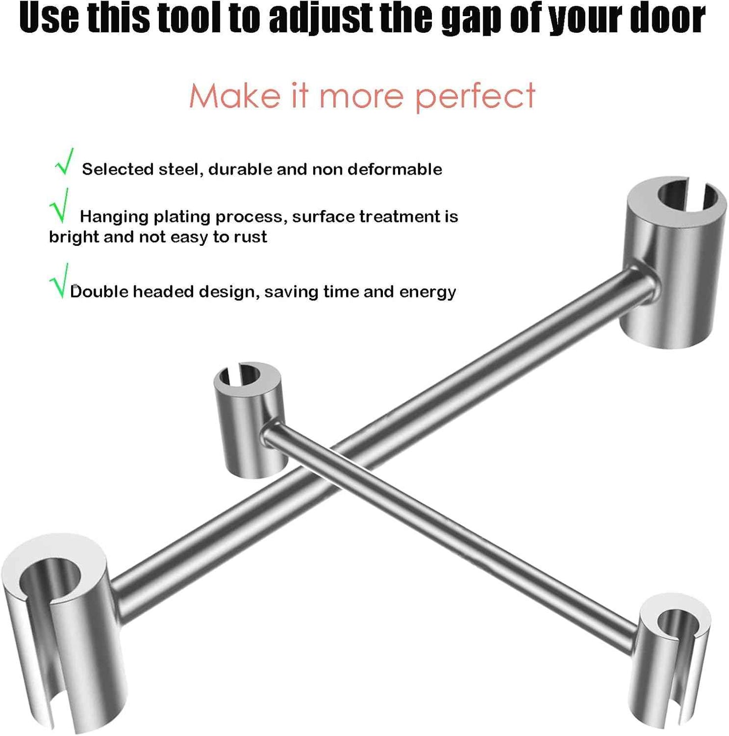 Door Hinge Gap Adjusting Wrench Tool, Single Dual-Head Tool That Replaces Multiple Wrenches in a Clean Field Kit for Door Installers