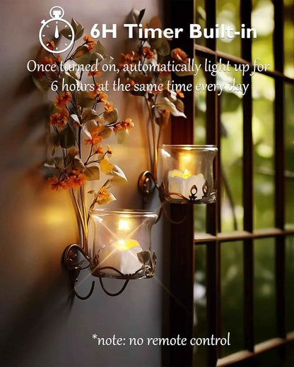Homemory Flameless Timer Tea Lights – Worry-Free Living Room Ambient Lighting with Auto Shutoff for Family Homes