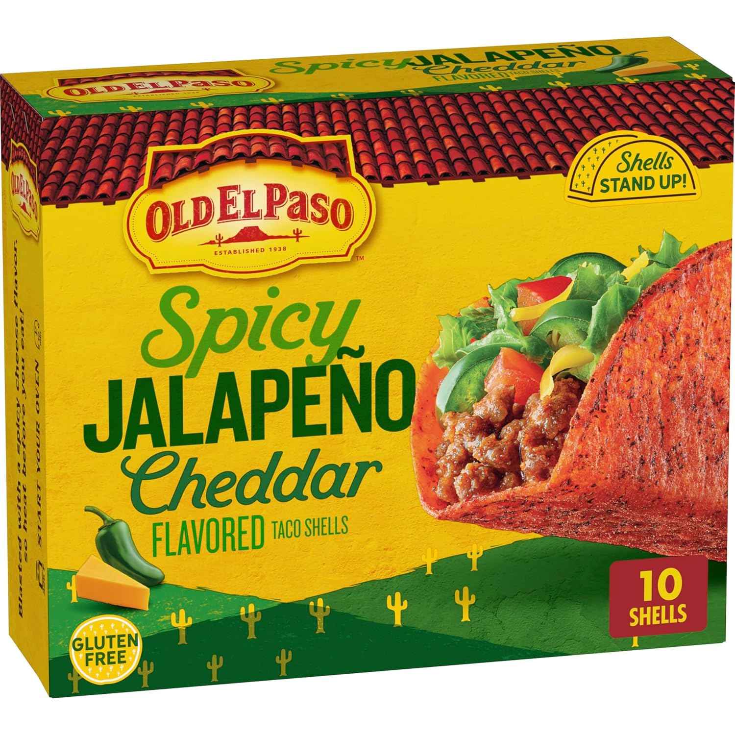 Old El Paso Stand 'N Stuff Jalapeño Cheddar Taco Shells – 5-Minute Oven-Ready Taco for Meal Prep Night