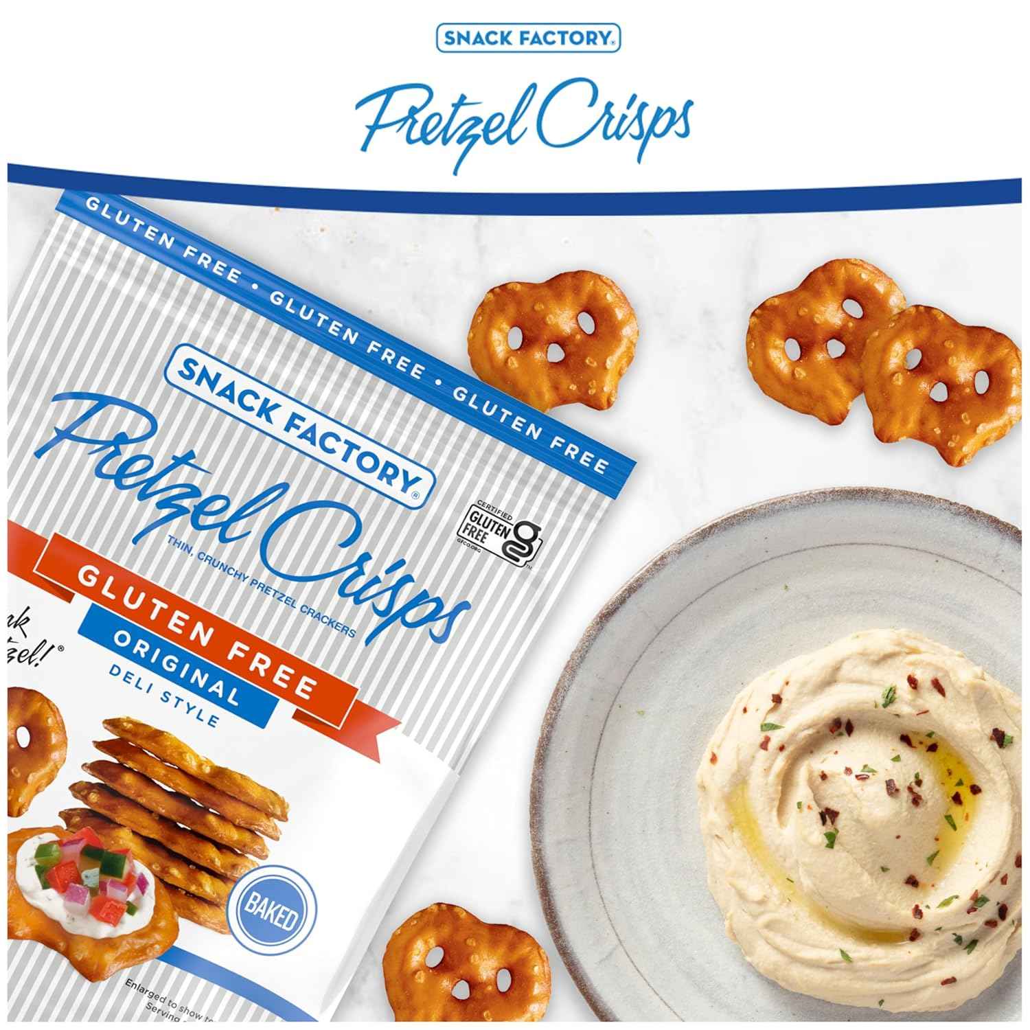 Snack Factory Pretzel Crisps Gluten Free – Portable Crunch for Picnics and Road Trips, Resealable Original 5 oz Bag