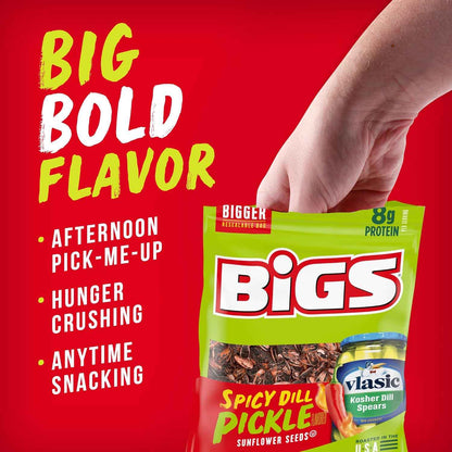 BIGS Spicy Dill Pickle Sunflower Seeds – Stocking Stuffer & White Elephant Gift for Snackers, 5.35 oz