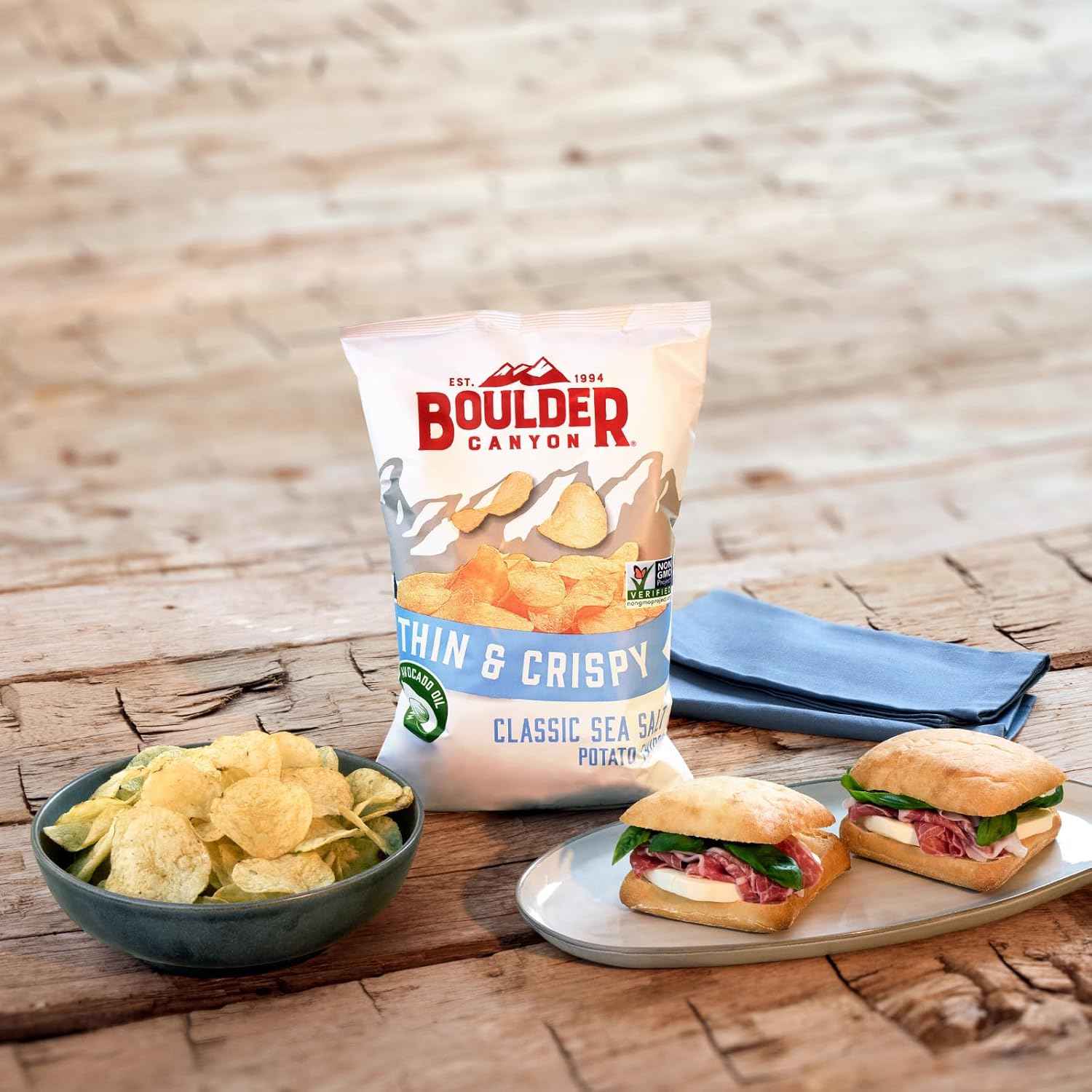 Boulder Canyon Avocado Oil Potato Chips – Clean After-School Snack Bowl Pick for Kids, 6-Pack Single Serve