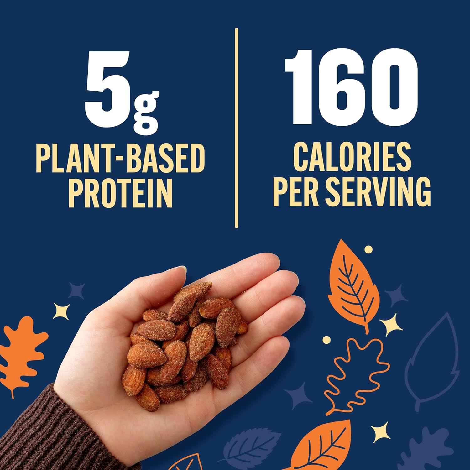 PLANTERS Fall Edition Pumpkin Spice Almonds 15.25 oz Resealable Canister – Portable Seasonal Snack for Camping Trips and Road Trips, Plant-Based Protein for Outdoor Adventures