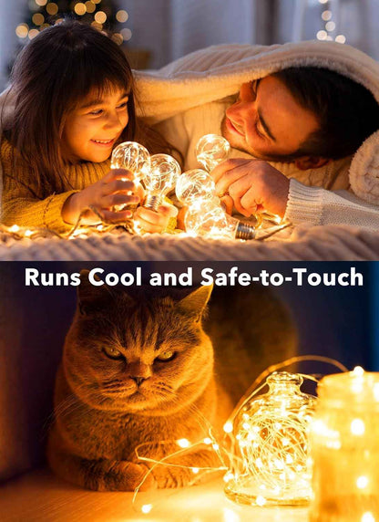 Minetom Fairy Lights 6-Pack – 7ft Battery Operated Cool-to-Touch String Lights for Safer Overnight Nightlight Use