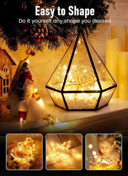 Minetom Cool-Touch Fairy Lights – Safe Nursery & Toddler Bedroom Lighting, 33ft Battery Operated String for Playroom Canopy