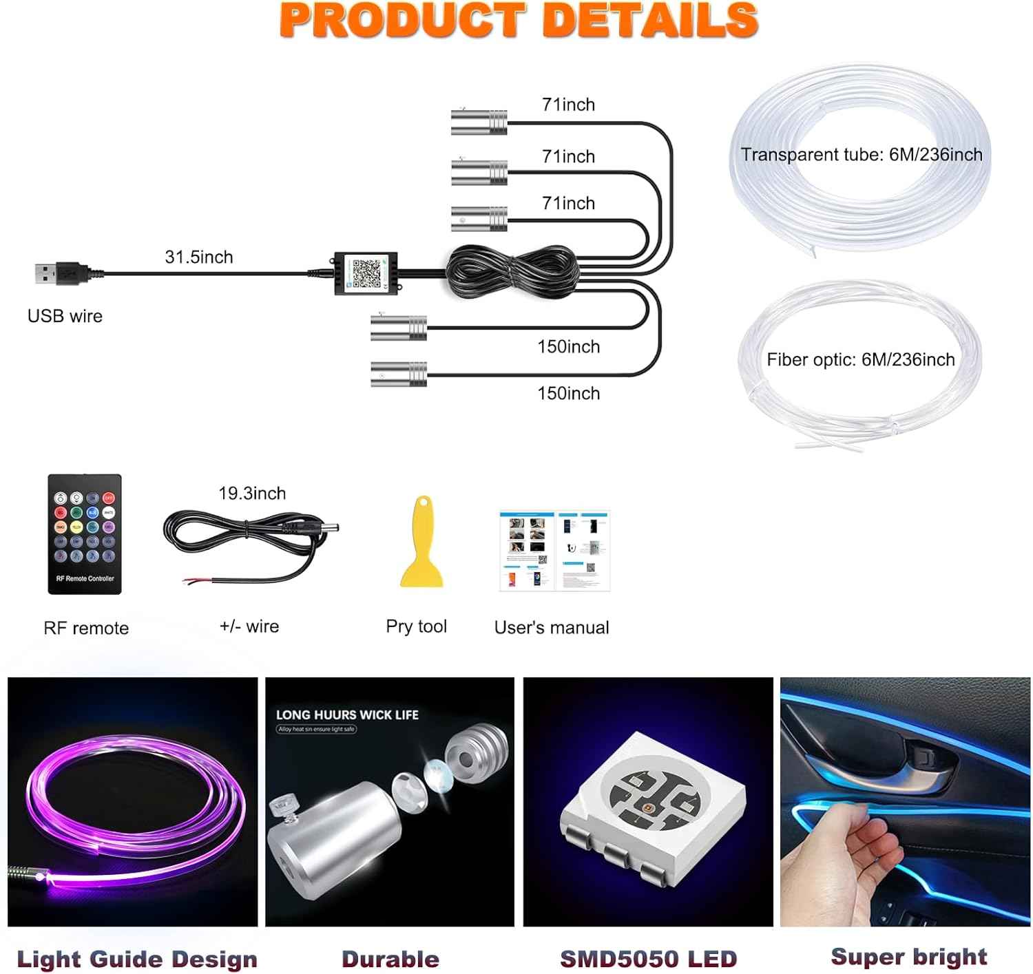 Lotus Lantern Car LED Strip Lights – Surprise Birthday Gift for Car Lovers, Music-Sync Interior Ambient Lighting